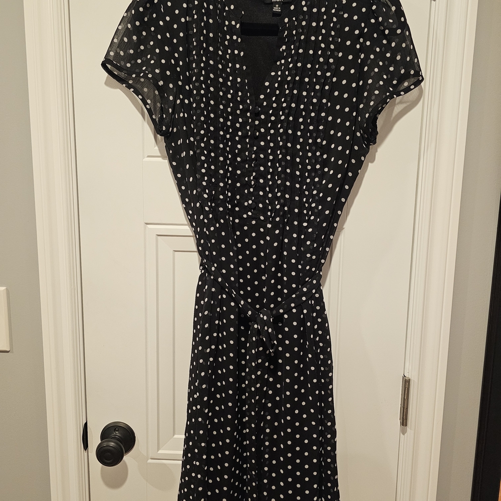 MSK Black Polka Dot Flutter Sleeve Sundress